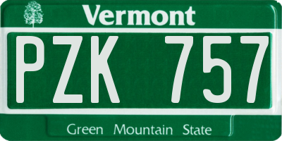 VT license plate PZK757