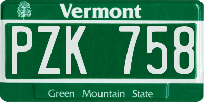 VT license plate PZK758