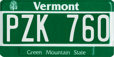 VT license plate PZK760