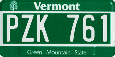 VT license plate PZK761