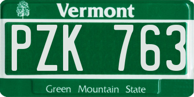 VT license plate PZK763