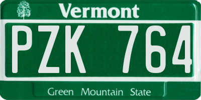 VT license plate PZK764