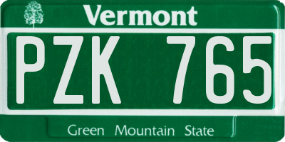 VT license plate PZK765