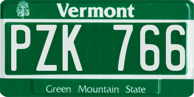 VT license plate PZK766