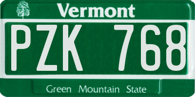 VT license plate PZK768