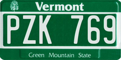 VT license plate PZK769