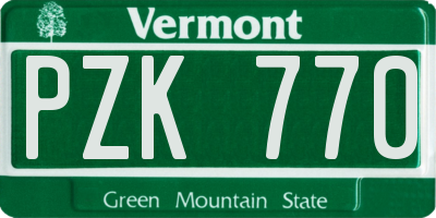 VT license plate PZK770