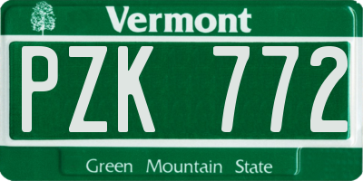 VT license plate PZK772