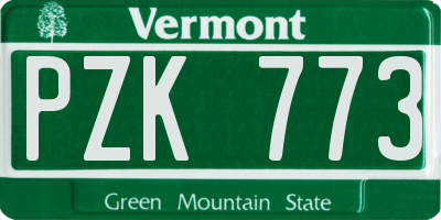 VT license plate PZK773