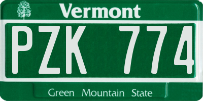VT license plate PZK774
