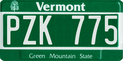 VT license plate PZK775