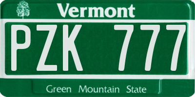 VT license plate PZK777