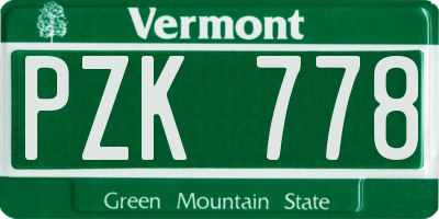 VT license plate PZK778