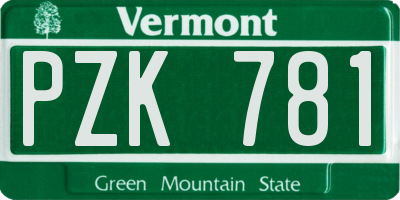 VT license plate PZK781