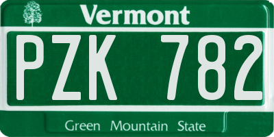 VT license plate PZK782
