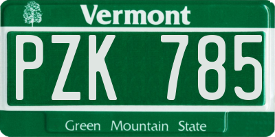 VT license plate PZK785