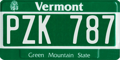 VT license plate PZK787