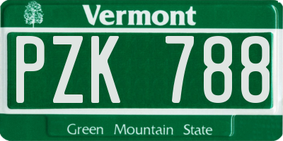 VT license plate PZK788