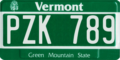VT license plate PZK789