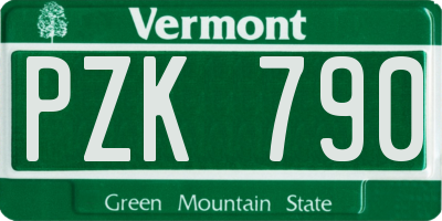 VT license plate PZK790