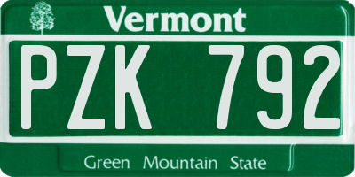 VT license plate PZK792