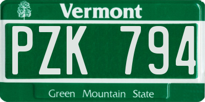 VT license plate PZK794