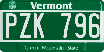 VT license plate PZK796