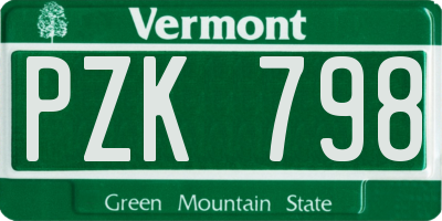 VT license plate PZK798