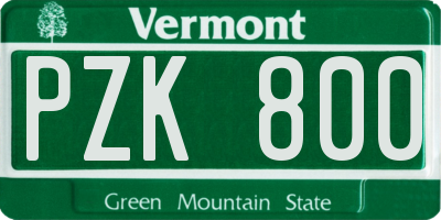 VT license plate PZK800