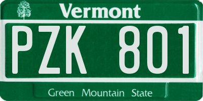 VT license plate PZK801