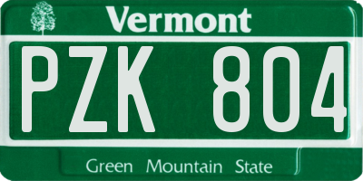 VT license plate PZK804