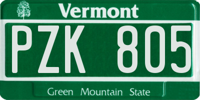 VT license plate PZK805