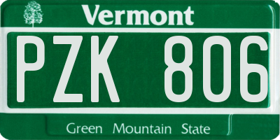 VT license plate PZK806