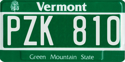VT license plate PZK810