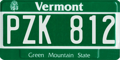 VT license plate PZK812