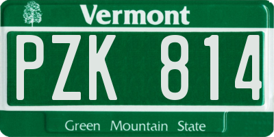 VT license plate PZK814