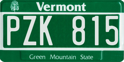 VT license plate PZK815