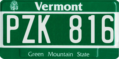 VT license plate PZK816