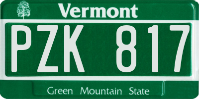 VT license plate PZK817