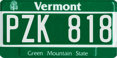 VT license plate PZK818