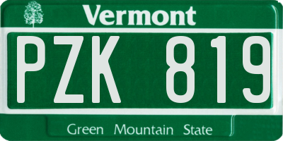 VT license plate PZK819