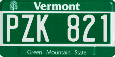 VT license plate PZK821