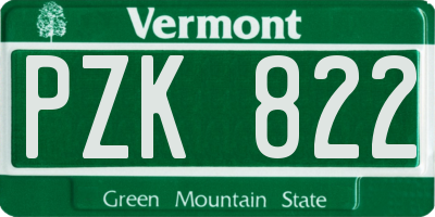 VT license plate PZK822