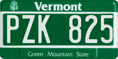 VT license plate PZK825