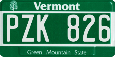 VT license plate PZK826