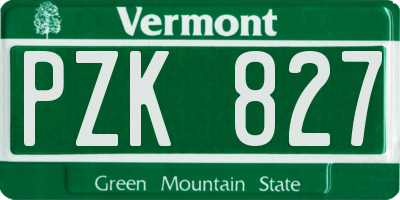 VT license plate PZK827