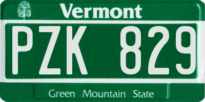 VT license plate PZK829