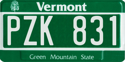 VT license plate PZK831
