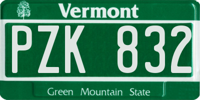 VT license plate PZK832
