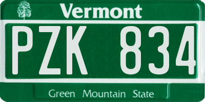 VT license plate PZK834